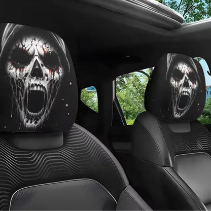 Hooded Phantom Headrest Covers 2-Pack – Buy 1 Get 1 Free, Gothic Car Seat Decor