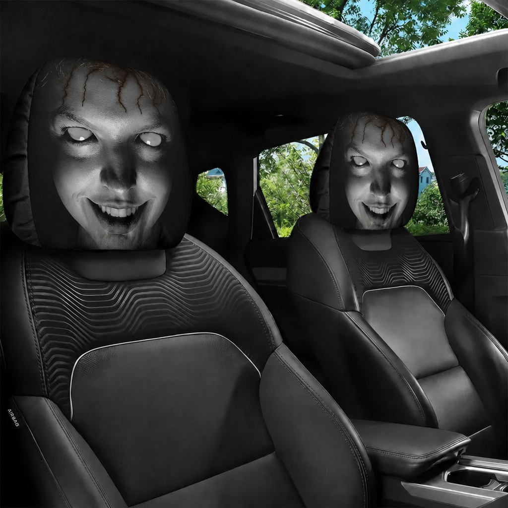 Hooded Phantom Headrest Covers 2-Pack – Buy 1 Get 1 Free, Gothic Car Seat Decor