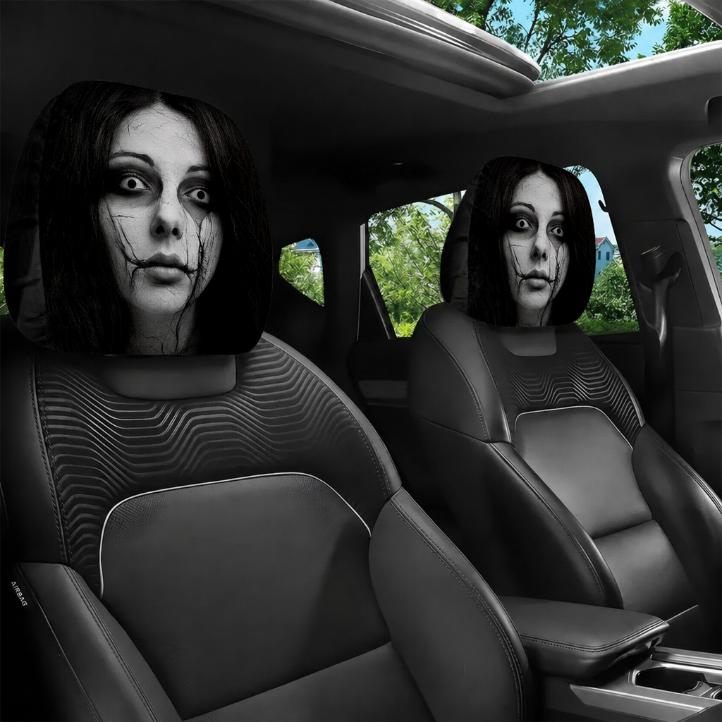 Hooded Phantom Headrest Covers 2-Pack – Buy 1 Get 1 Free, Gothic Car Seat Decor