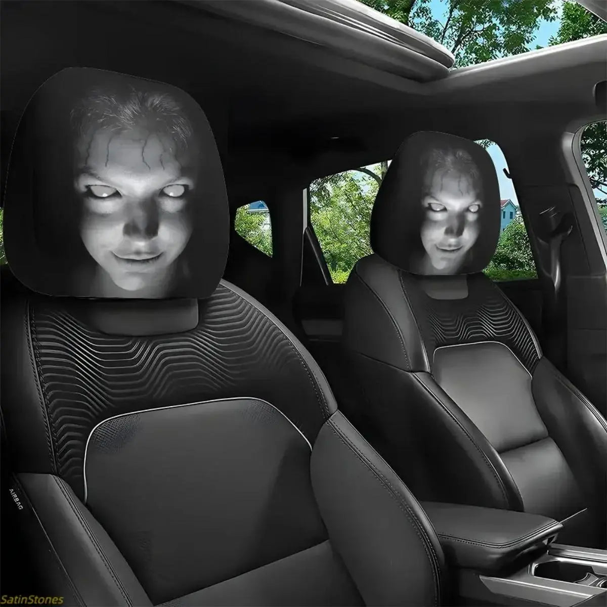 Hooded Phantom Headrest Covers 2-Pack – Buy 1 Get 1 Free, Gothic Car Seat Decor