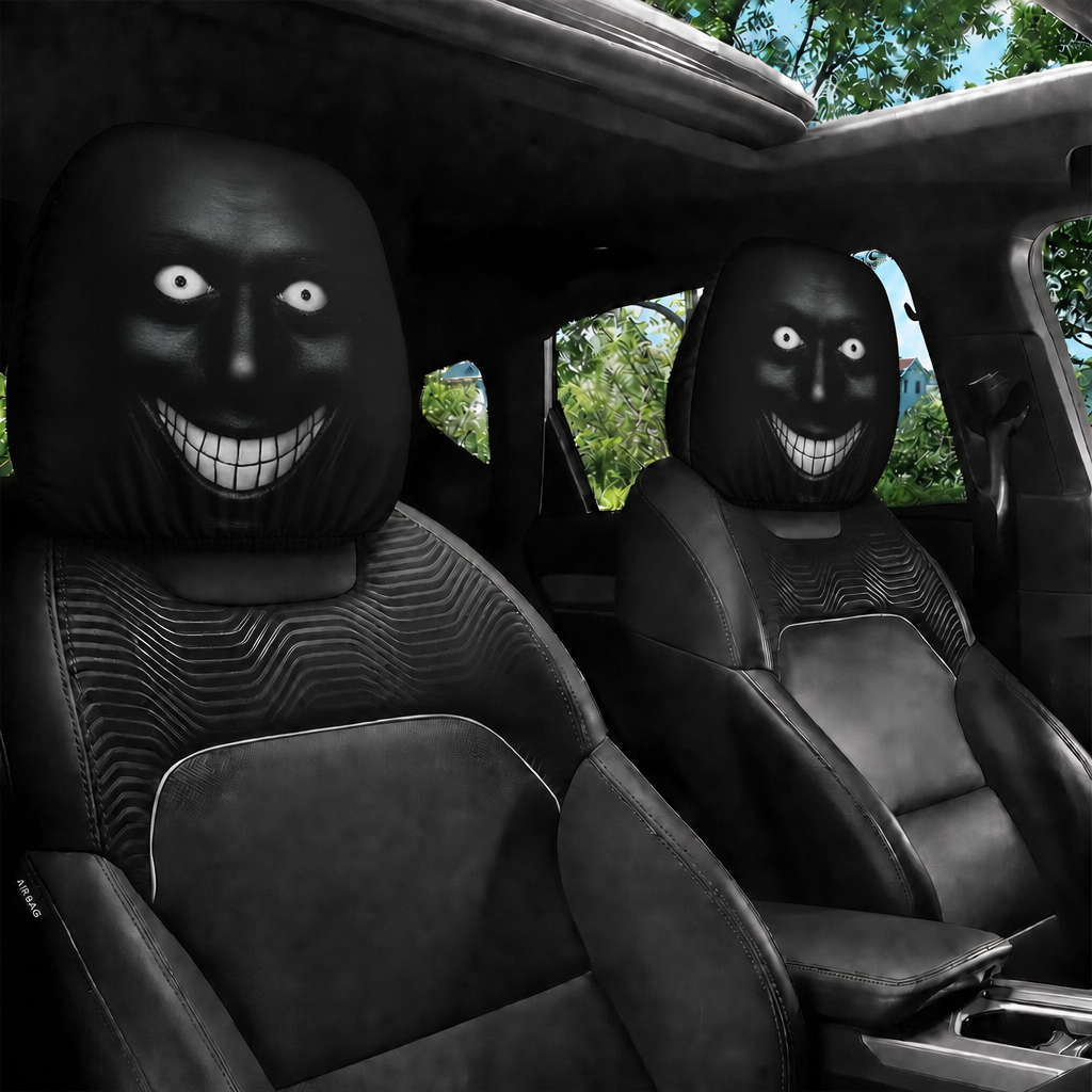 Hooded Phantom Headrest Covers 2-Pack – Buy 1 Get 1 Free, Gothic Car Seat Decor
