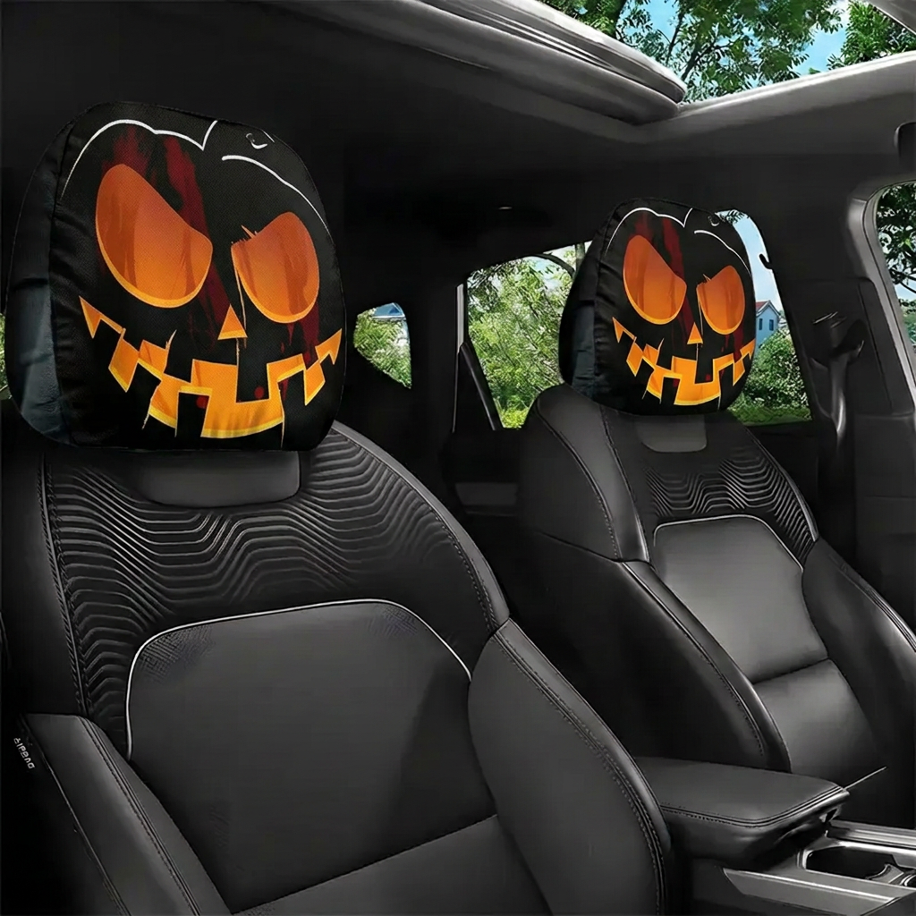 Hooded Phantom Headrest Covers 2-Pack – Buy 1 Get 1 Free, Gothic Car Seat Decor